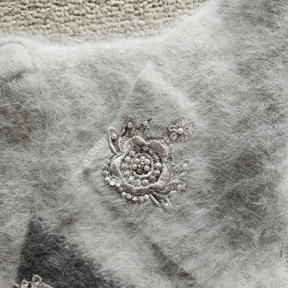 Vintage Angora Lined Embroidered Cardigan Large/xl - Picture 7 of 8